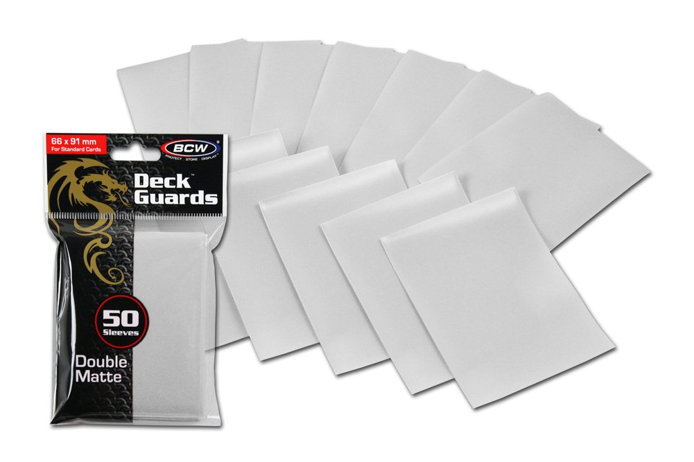 Deck Guard BCW 100ct White Matte Finish for Stardard Size Collectable Cards - Deck Protector Sleeves [2-Pack Bundle]