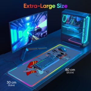 RGB Gaming Mouse Pad,Cartoon Stitch Large Gaming Mouse Pad with 14 Lighting Modes,Waterproof Computer Keyboard Desk Mat 31.5×11.8 inches (Stitch A)