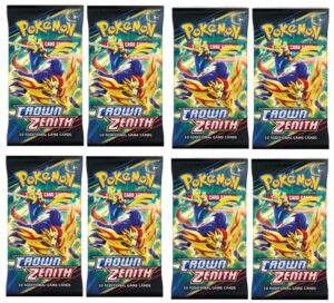 8 packs pokemon tcg: crown zenith - 10 card booster pack