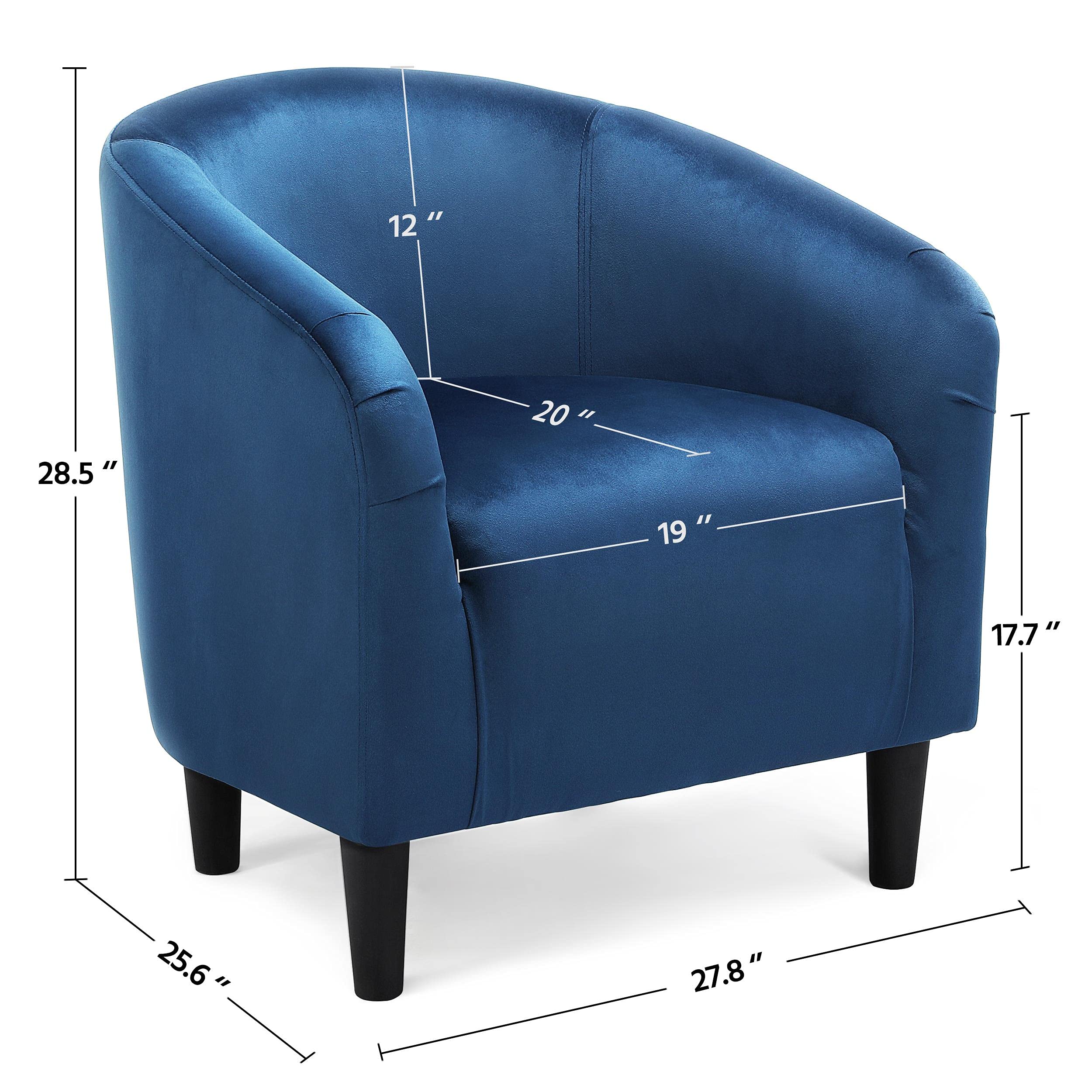 Yaheetech Club Chair, Velvet Accent Chair Upholstered Barrel Chair Sitting Chair with Armrest and Low Back for Living Room Bedroom, Pagoda Blue