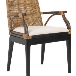 Safavieh Home Gianni Rattan Tropical Woven Arm Chair, Brown/Black