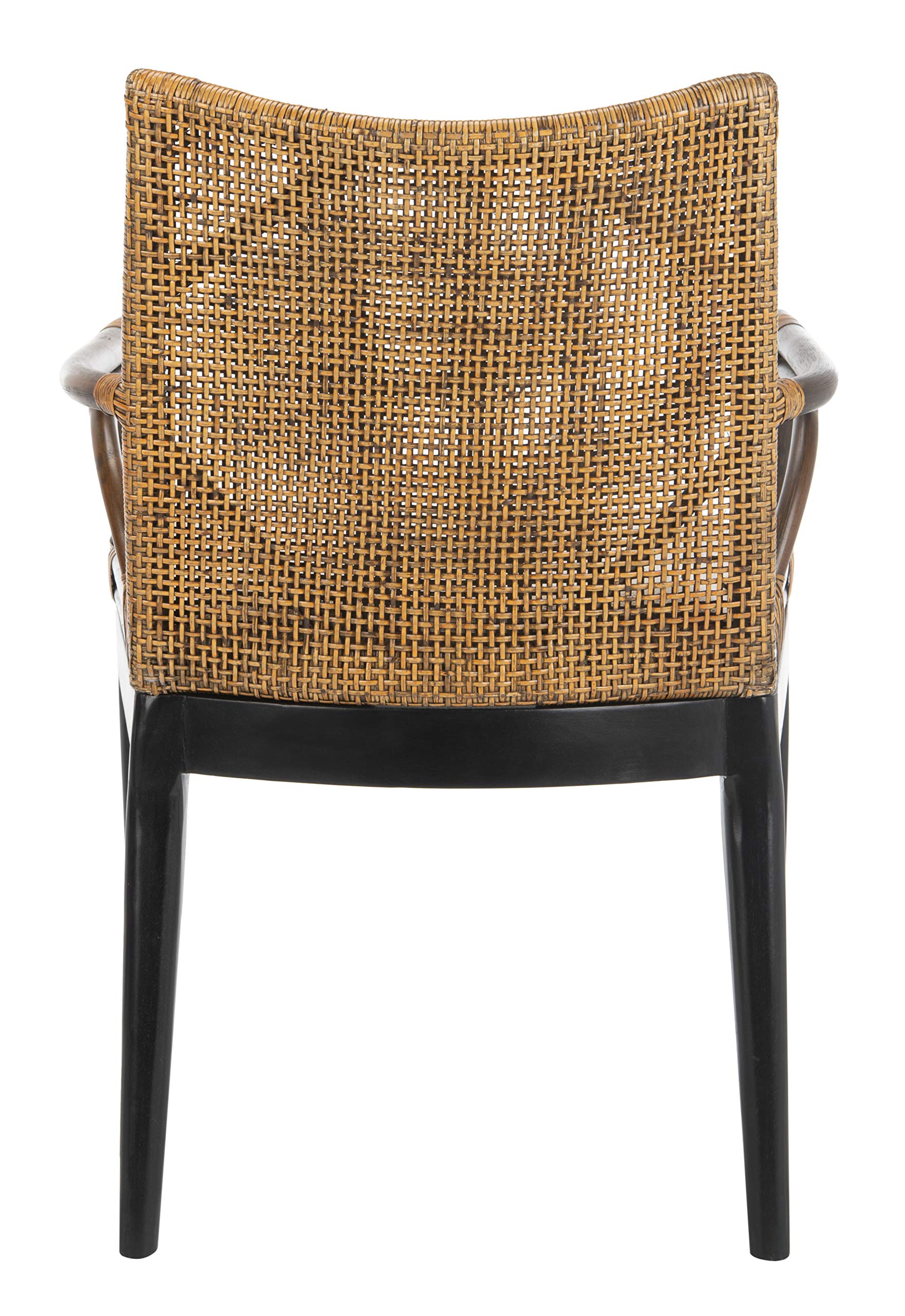 Safavieh Home Gianni Rattan Tropical Woven Arm Chair, Brown/Black