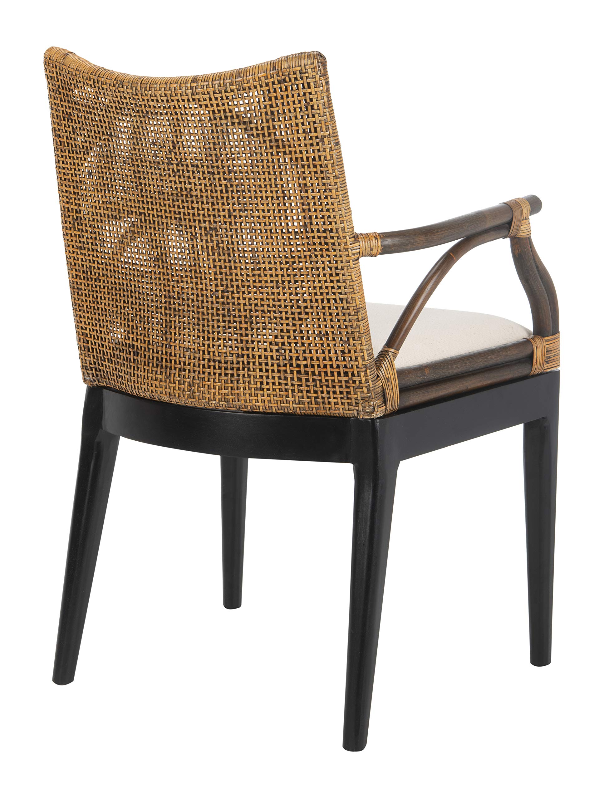 Safavieh Home Gianni Rattan Tropical Woven Arm Chair, Brown/Black