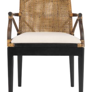 Safavieh Home Gianni Rattan Tropical Woven Arm Chair, Brown/Black