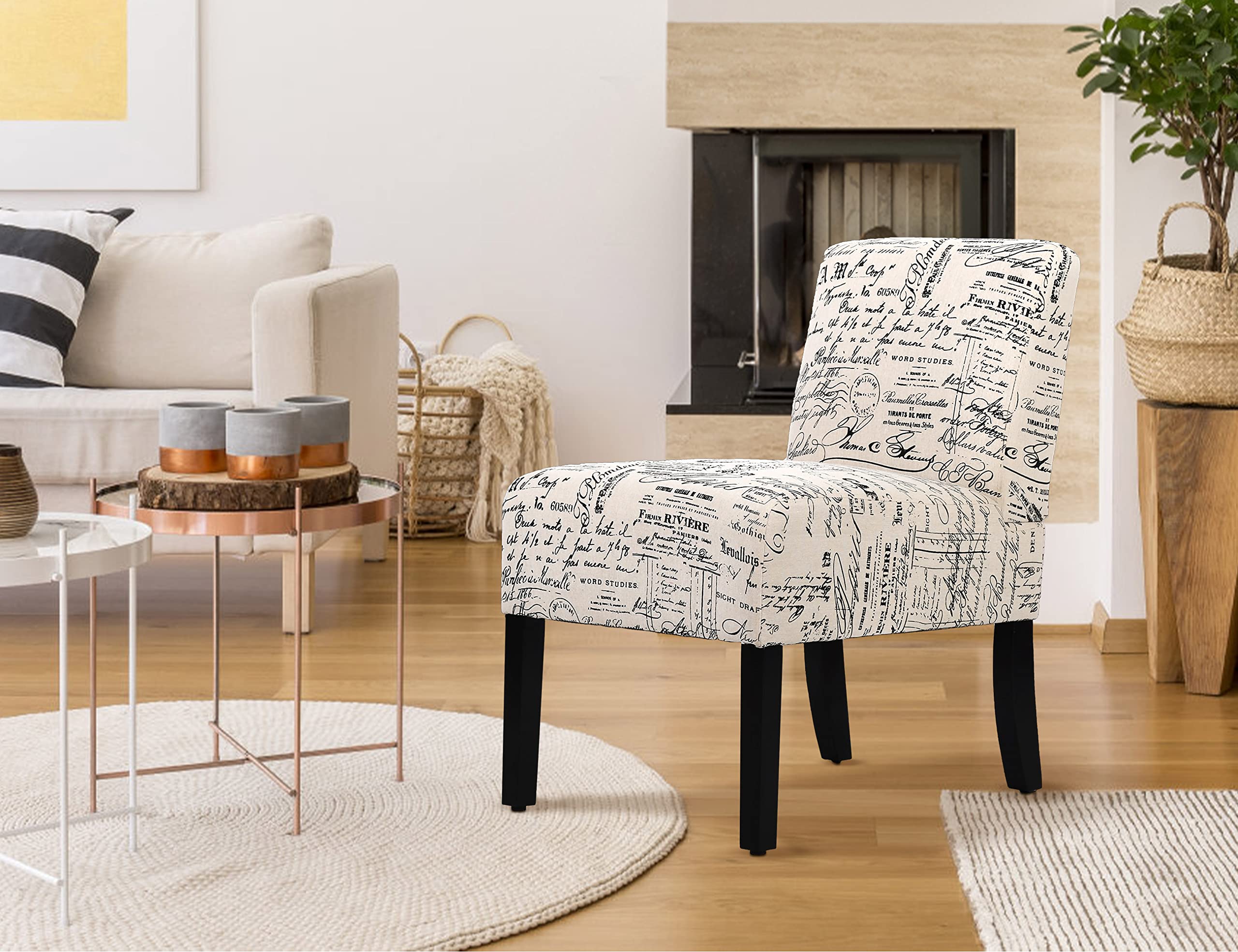 Armless Accent Chair, Living Room Chair, Small Chair for Bedroom, Accent Chairs for Living Room Office, Small Modern Armless Accent Chair, Side Chair, Bedroom Chairs with Thick Sponge Cushion white