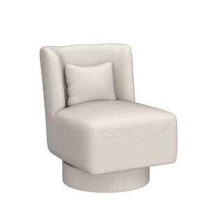 HANLIVES Swivel Barrel Chair|360 Degree Comfy Teddy Fabric Round Swivel Accent Chair with Pillow|Square Swivel Boucle Single Club Sofa Chair for Living Room,Hotel,Bedroom,Office,Lounge(White)