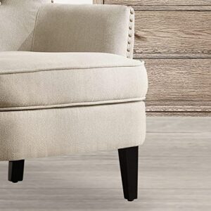 Rosevera Sausalito Chairs for Living Room Furniture, Reading, Arm, Comfy, Small Accent Bedroom, Velvet Pearl Beige