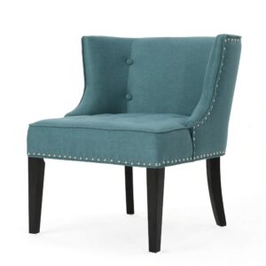 christopher knight home adelina fabric occaisional chair, dark teal