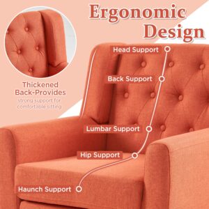 Fahomiss Accent Chair- Living Room Chairs Modern Linen Fabric Comfy Reading Armchair for Bedroom Small Spaces Apartment Office Orange