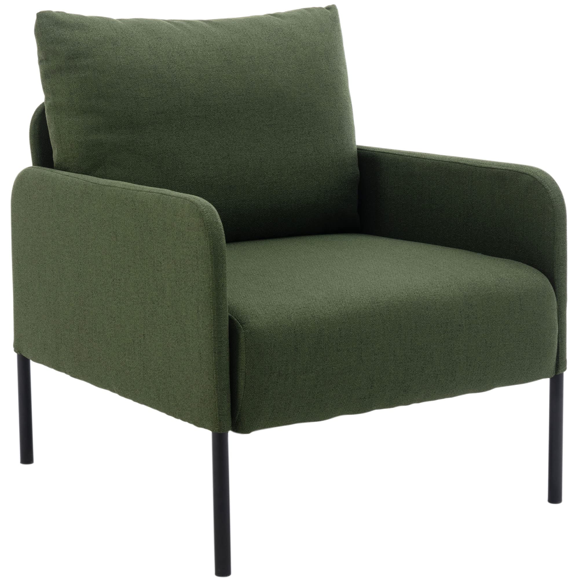 DM Furniture Upholstered Accent Chair Modern Single Sofa Chair for Living Room, Fabric Arm Chair w/Pillow Comfy Armchair Club Chair Reading Chair for Small Space/Office, Green