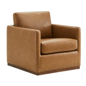 chita swivel accent chair, mid century modern arm chair for living room and bedroom, saddle brown