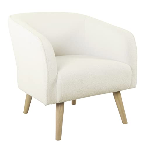 HomePop Modern Swoop Accent Chair, Cream