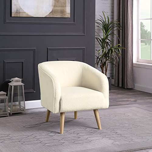 HomePop Modern Swoop Accent Chair, Cream