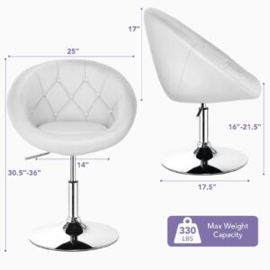 Giantex Swivel Round Vanity Chair, Height Adjustable with Back for Barber's Shop, Bar, Modern Living Room Makeup Beauty Accent Tilt Chair, White