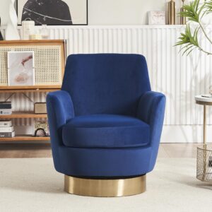 hanlives swivel barrel chair,modern round swivel accent chairs with tall backrest,360 degree comfy velvet fabric accent chair small single chair armchair for living room bedroom(blue)