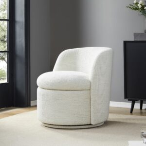 chita swivel barrel chair, comfy boucle accent chair for living room, cream