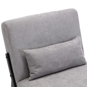 Bestmart INC Armless Accent Chair w/Fabric Waist Pillow Iron Legs Sponge Accent Side Chair for Living Room Gray