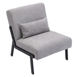 Bestmart INC Armless Accent Chair w/Fabric Waist Pillow Iron Legs Sponge Accent Side Chair for Living Room Gray