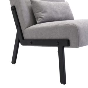 Bestmart INC Armless Accent Chair w/Fabric Waist Pillow Iron Legs Sponge Accent Side Chair for Living Room Gray