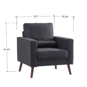 Cinnic Modern Accent Room Sofa Chair, Mid-Century Arm Chair, Linen Fabric Sofa Chairs for Bedroom, Living Room, Reading Single Sofa Chair, Easy, Tool-Free Assembly (Chair, Dark Gray)