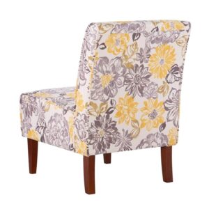 Atlin Designs 18'' Transitional Fabric Floral Accent Chair in Yellow/Gray