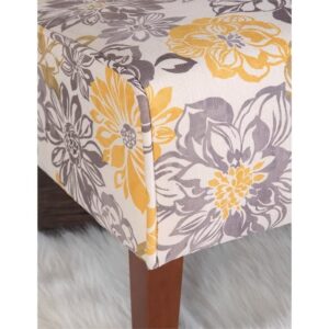 Atlin Designs 18'' Transitional Fabric Floral Accent Chair in Yellow/Gray