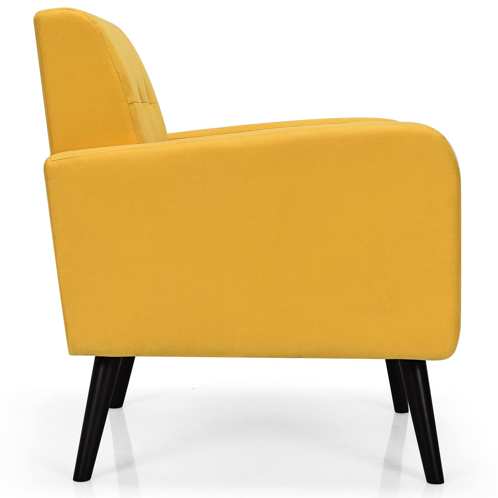 S AFSTAR Modern Upholstered Armchair, Mid-Century Fabric Accent Chair with Rubber Wood Legs, Leisure Lounge Chairs Living Room Furniture (1, Yellow)