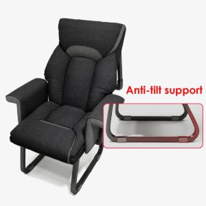 YCKEGEW Computer Chair,Adjustable Backrest Sofa Chair,Lay Flat Sleeper Chair Occasional Chairs,Desk Chairs for Bedroom Reading Chair, for Living Room, Office (Color : Grey, Size : Without)