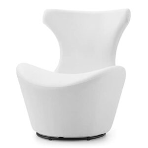 ZURI Wedge Modern Swivel Occasional Chair - White