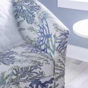 linon ivory and blue stephen oceanside upholstered coastal club chair