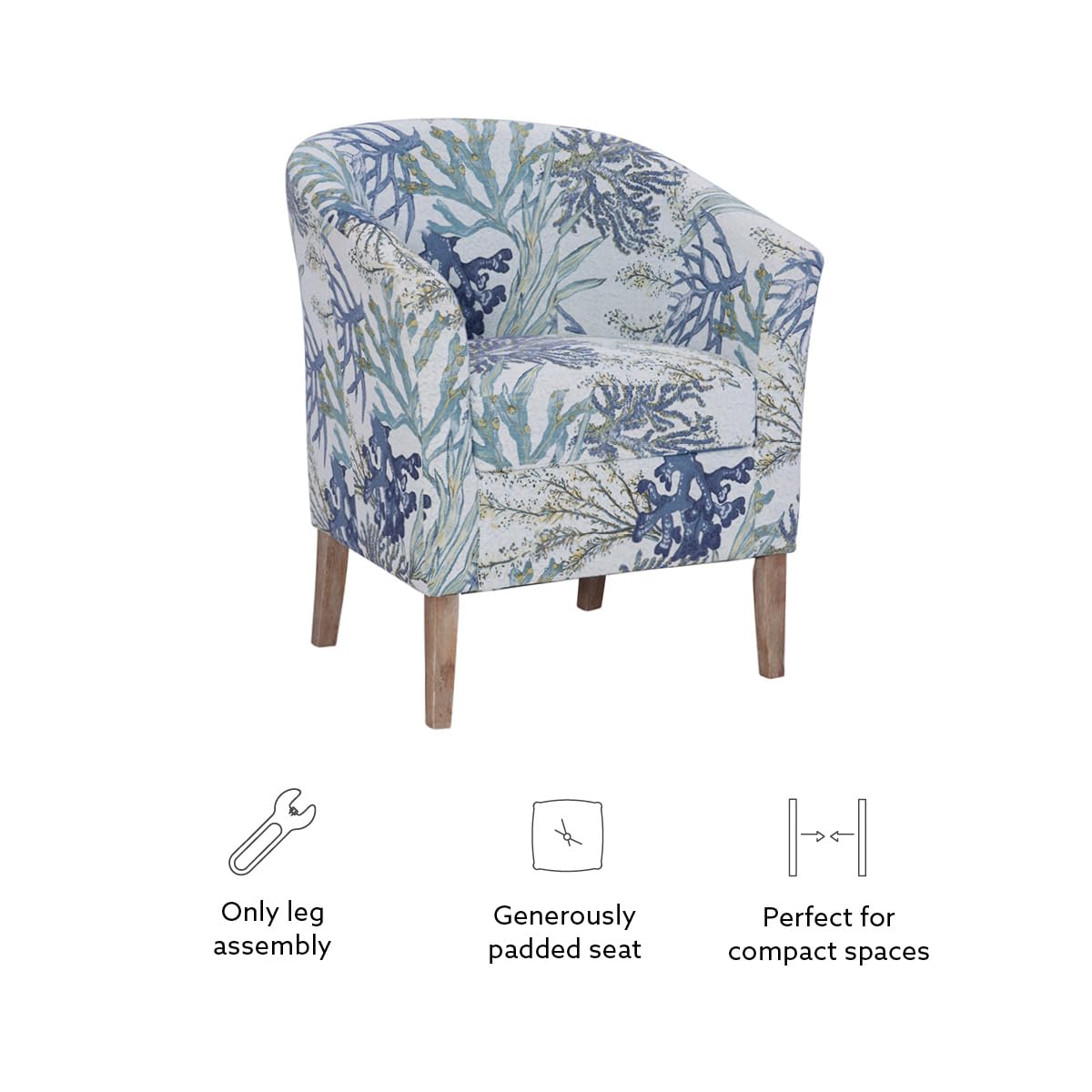 Linon Ivory and Blue Stephen Oceanside Upholstered Coastal Club Chair