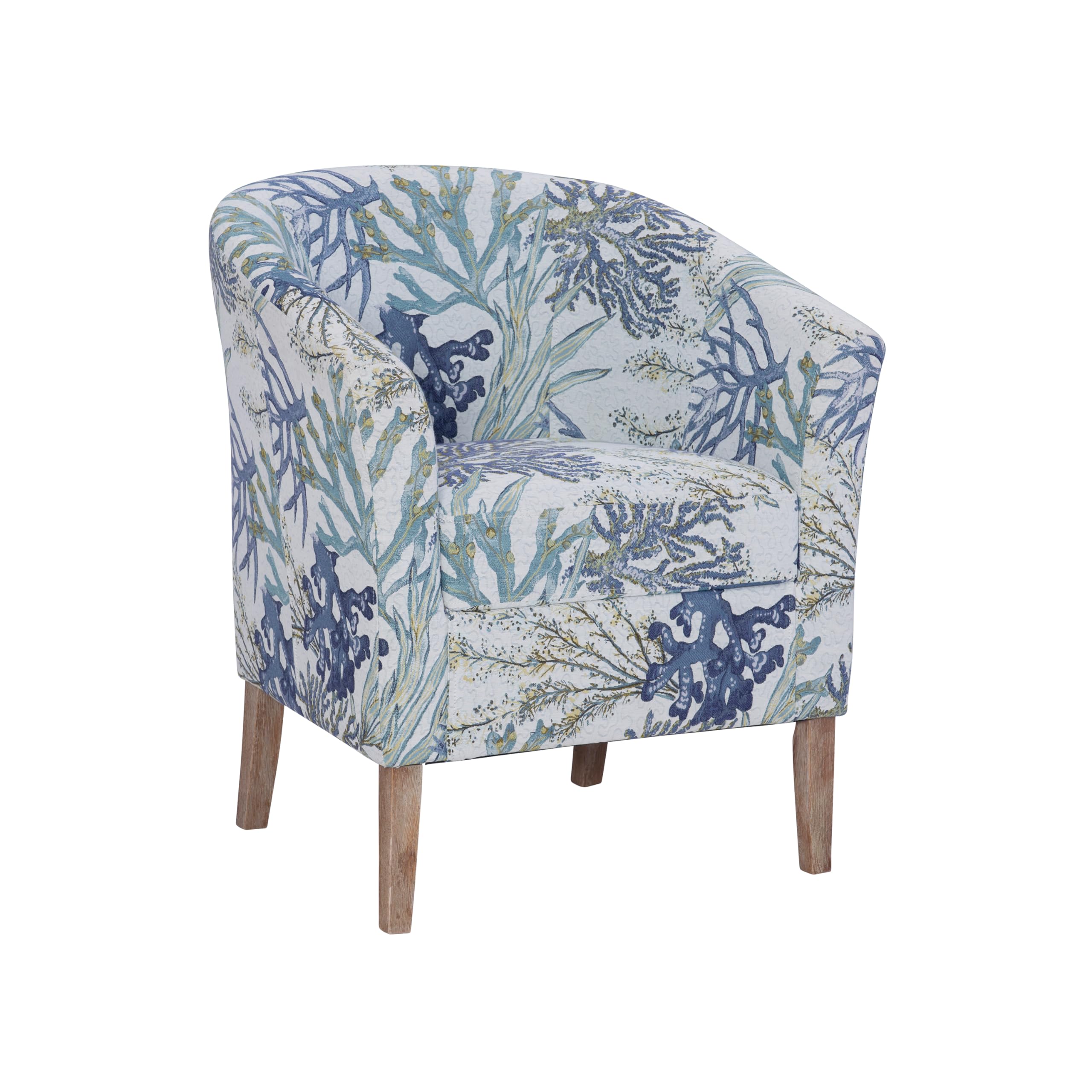 Linon Ivory and Blue Stephen Oceanside Upholstered Coastal Club Chair