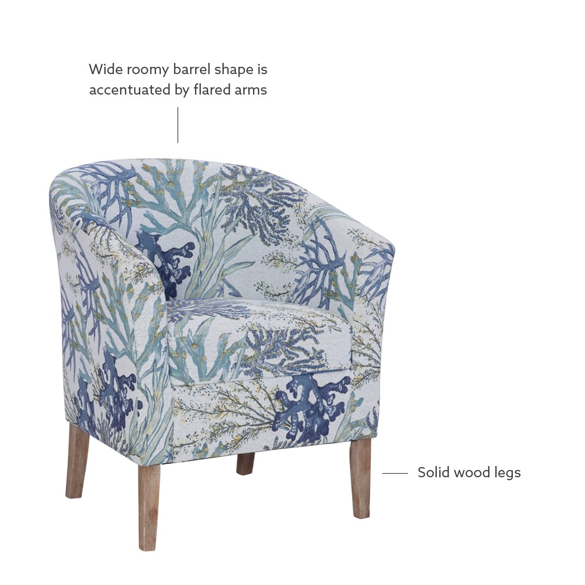 Linon Ivory and Blue Stephen Oceanside Upholstered Coastal Club Chair