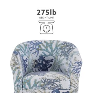 Linon Ivory and Blue Stephen Oceanside Upholstered Coastal Club Chair