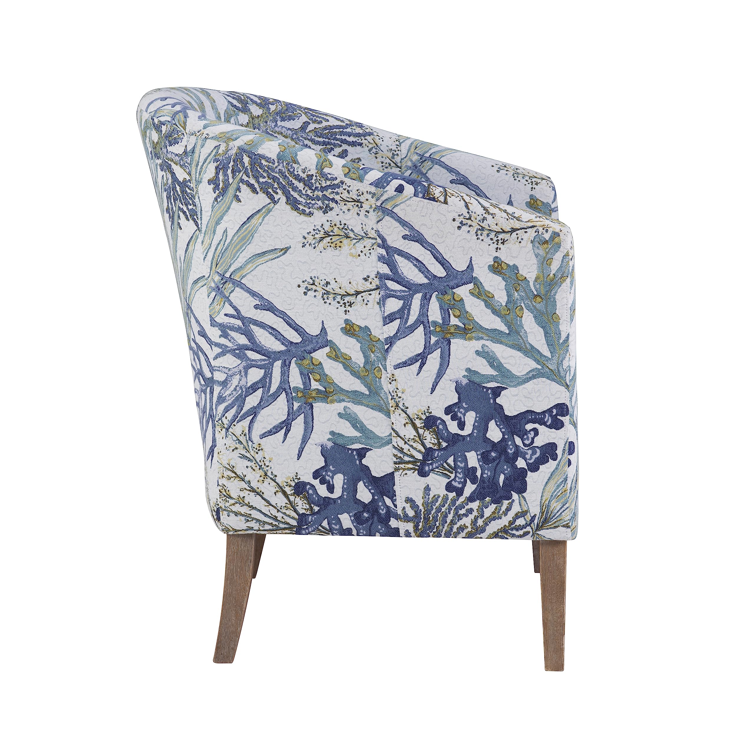 Linon Ivory and Blue Stephen Oceanside Upholstered Coastal Club Chair