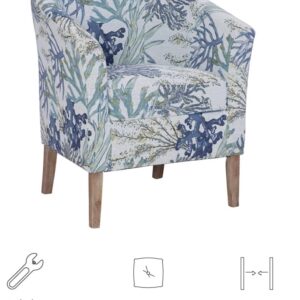 Linon Ivory and Blue Stephen Oceanside Upholstered Coastal Club Chair