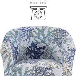 Linon Ivory and Blue Stephen Oceanside Upholstered Coastal Club Chair