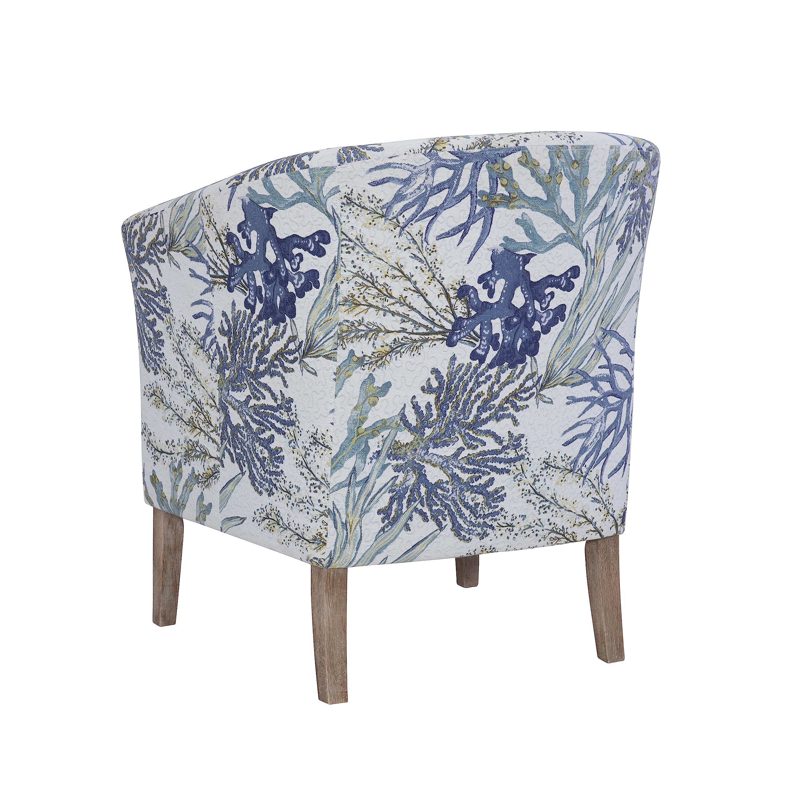 Linon Ivory and Blue Stephen Oceanside Upholstered Coastal Club Chair