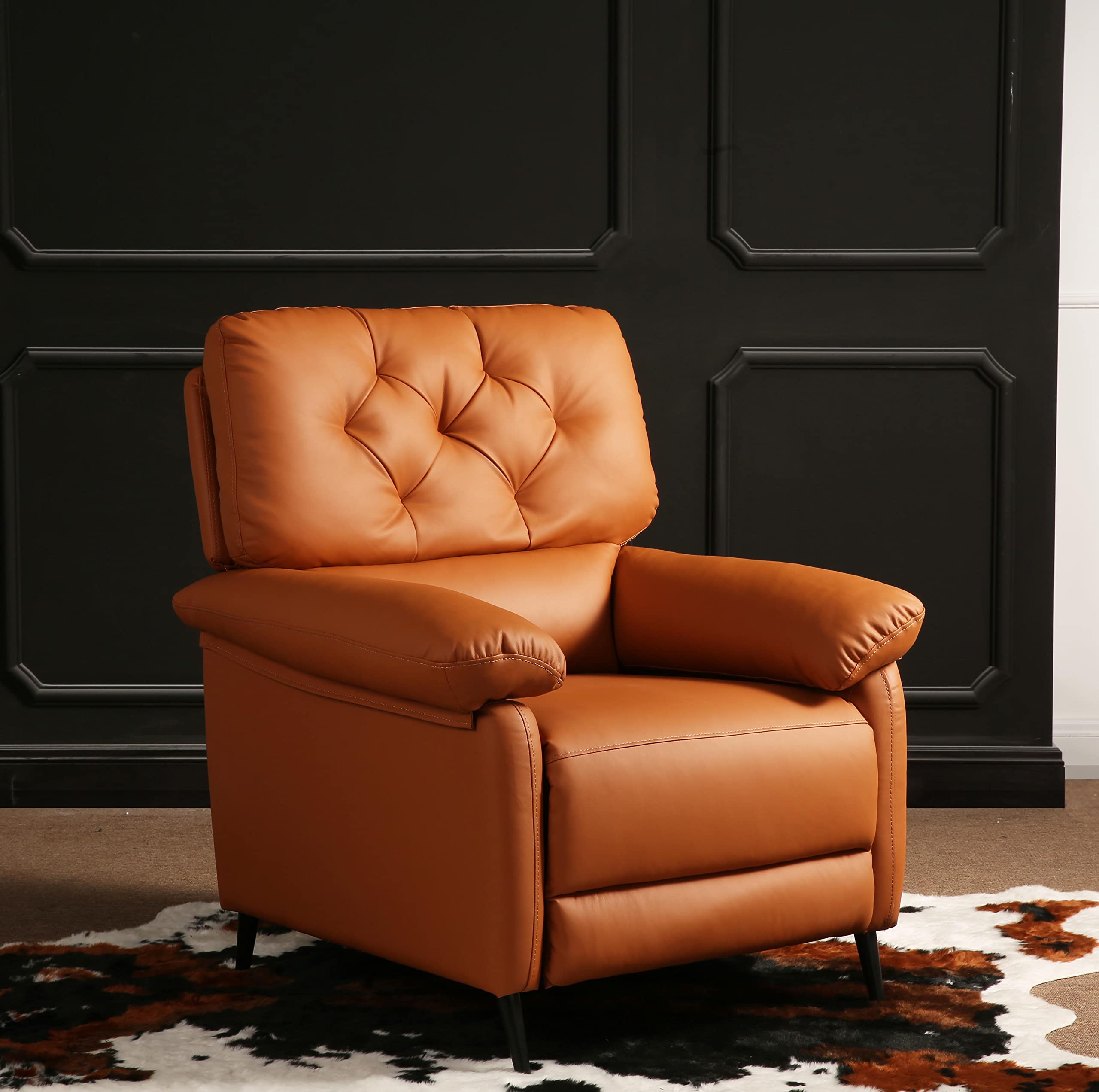 olimix Recliner Chair Push Back PU Leather Recliner Single Sofa Living Room Chair Modern Reclining Chair Recliner Sofa 21.2" Width (Orange)