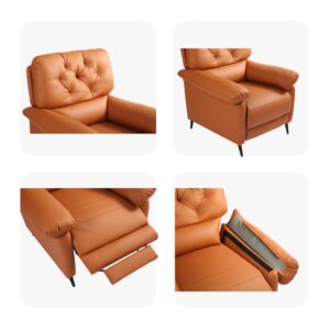 olimix Recliner Chair Push Back PU Leather Recliner Single Sofa Living Room Chair Modern Reclining Chair Recliner Sofa 21.2" Width (Orange)