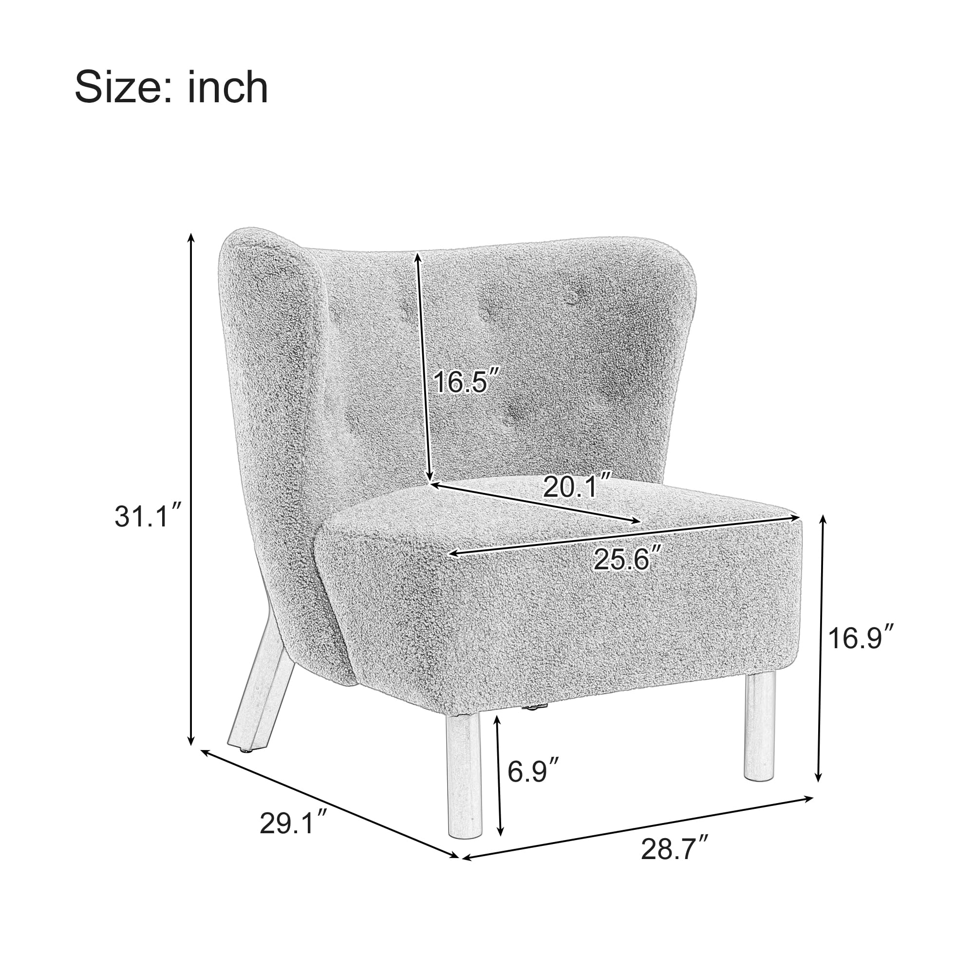 Modern Faux Fur Accent Chair, Faux Fur Wingback Tufted Side Chair with Solid Wood Legs for Living Room Bedroom, Mid-Century Upholstered Chair Compact Sofa for Small Space Apartment (Polyester, Green)