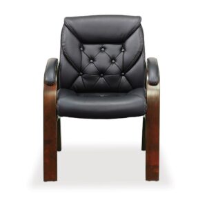 nbf signature series Black Faux Leather Guest Chair with Mahogany Wood Finish, Kingston Collection