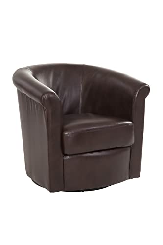 GRAFTON HOME Marvel Swivel Chair, 30D 30W 29H, Walnut Brown Faux Leather