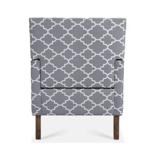 Living Room Decorative Chair Fabric Tufted Club Chair Comfort Upholstered Armchair Family Apartment Lounge Chair with Solid Wood Legs - Floral Print (upholstered gray checked pattern)