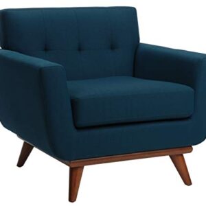 Safavieh Couture Home Opal Mid-Century Dark Teal Linen Tufted Arm Chair