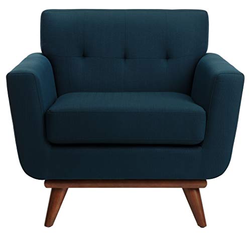 Safavieh Couture Home Opal Mid-Century Dark Teal Linen Tufted Arm Chair