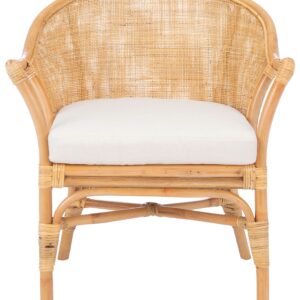 Safavieh Home Collection Dustin Rattan Cushion Accent Chair, 0, Natural/White