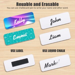 Chinco 50 Packs Magnetic Name Tags Blank DIY Name Tag Badge Holders with Magnetic Backing White Round Corners and Plastic Blank Badge for Personalized Shirts Office School, 1 x 3 Inches (Black)