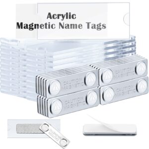 magnetic name tags kit acrylic name badge holders clear label holders with blank markable paper inserts name badge magnets magnetic name badge holder custom name tag for school office (20 pieces)