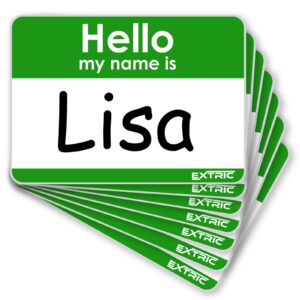 100 count name tags | hello my name is stickers | green name tag stickers, 2.25" x 3.5" name tag